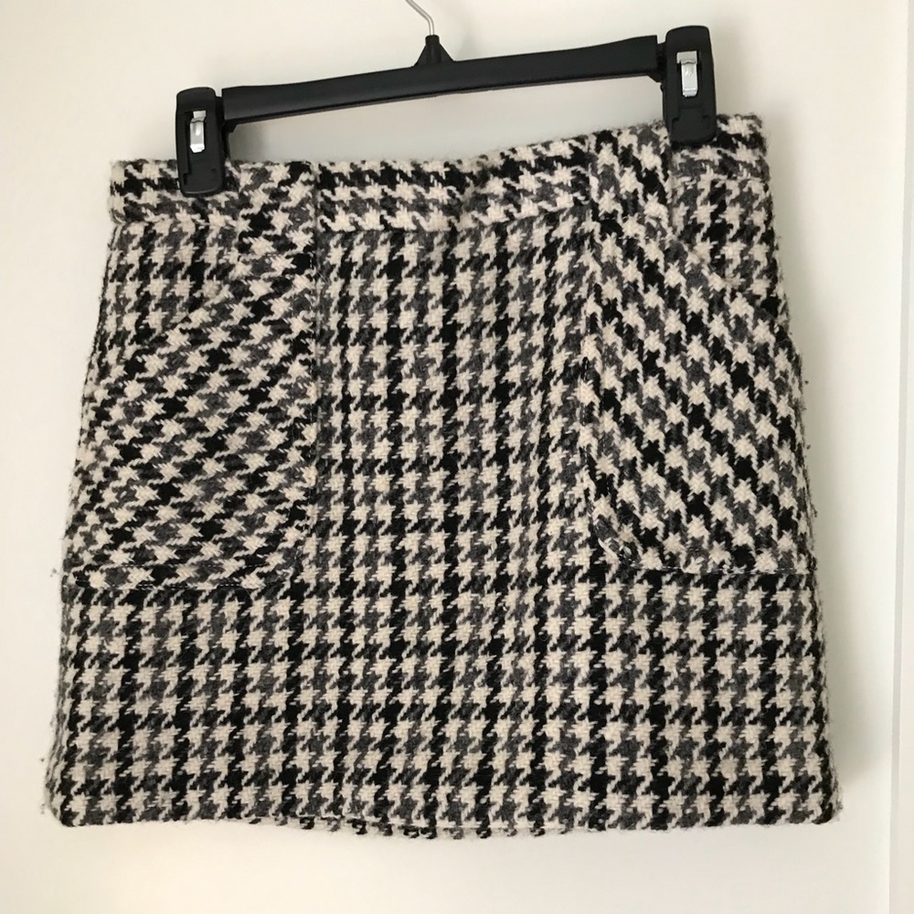 JCrew Houndstooth Wool Mini Skirt